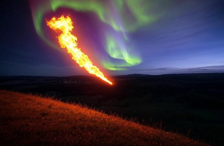 Cosmic Dance: Fireball Illuminates Aurora in Canadian Skies