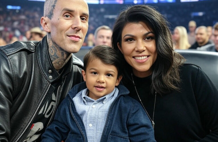 Kourtney Kardashian and Travis Barker Step Out with Baby Rocky at WWE Spectacle
