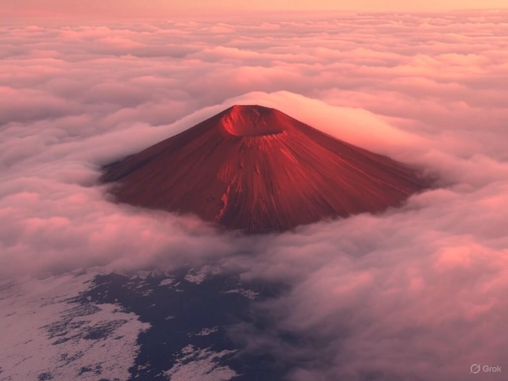 Mars Odyssey Unveils Majestic Volcano Rising Above Misty Martian Dawn